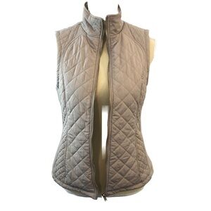 Aspen Tan Quilted Zip Front Vest Small
